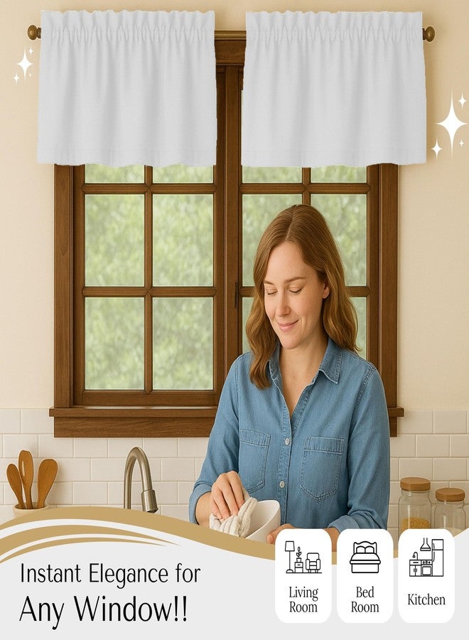 Native Fab Set of 2 Valance Curtains for Windows 54"x18" - Rod Pocket - Semi Sheer - Half Curtain for Kitchen, Cafe, Living Room, Bedroom, Basement - White - Image 3